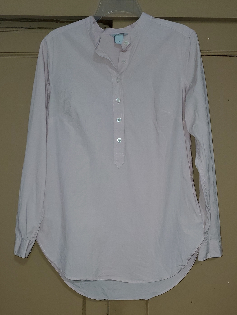 Duluth Trading Co. Women's Light Pink Grandad Collar Tunic